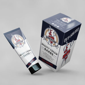 Packaging de produits pour une marque de barbier