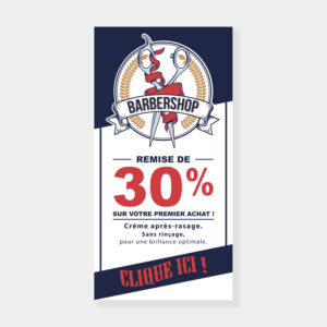 Affiche promotionnelle en ligne pour un barbier