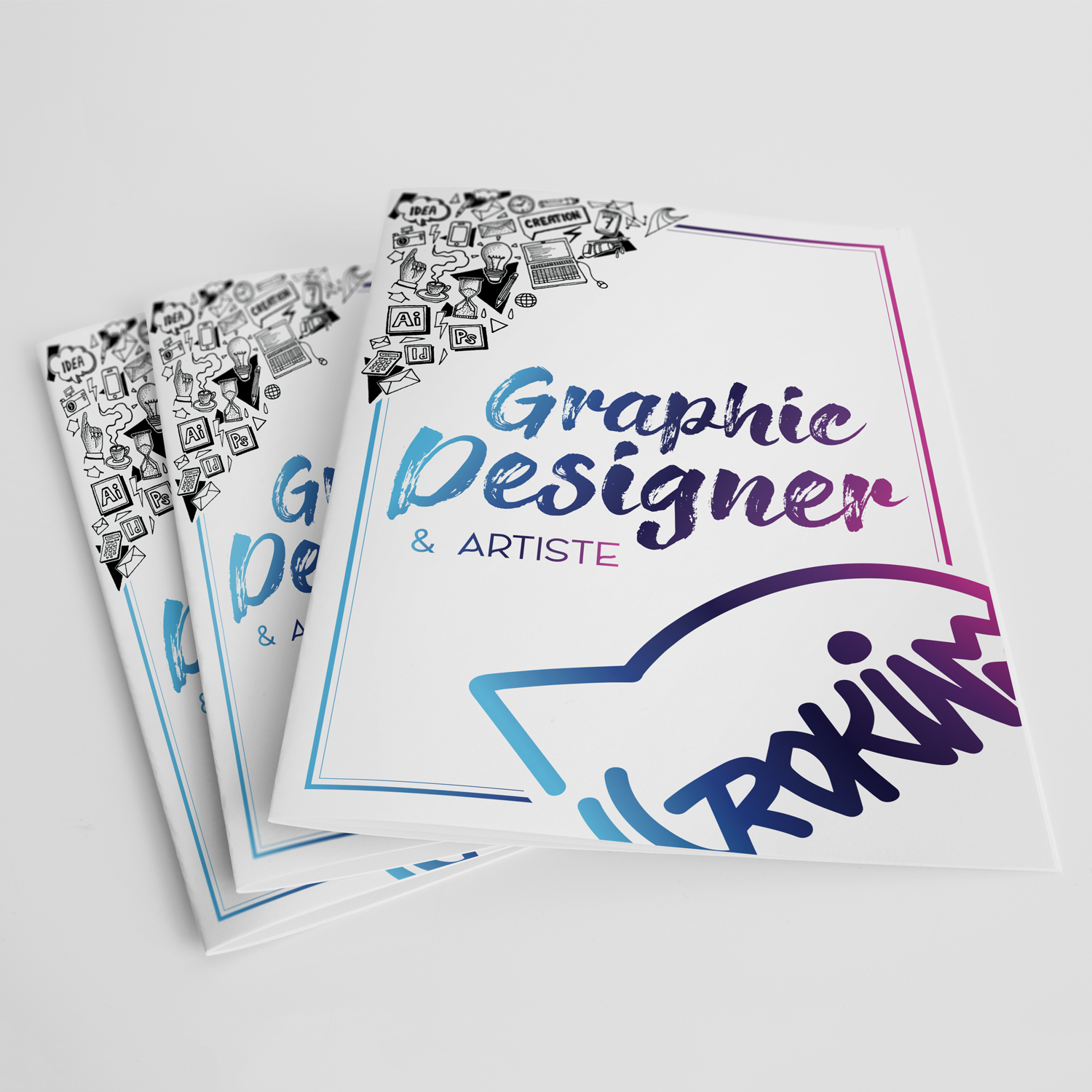 Brochure en é volets du Graphiste Rokin