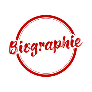 Bouton rouge avec l'inscription Biographie