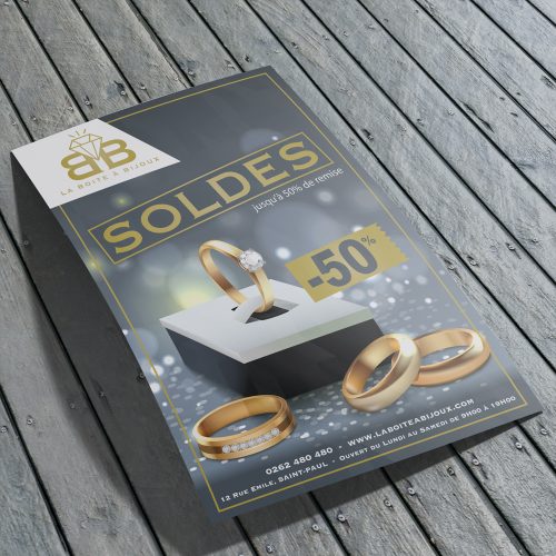 Flyer pour les soldes d'une bijouterie