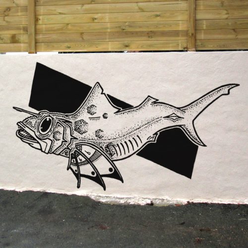 Fresque Murale avec la peinture d'un Fish Cloture